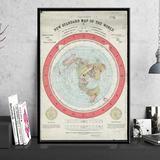 Flat Earth Map Movie World Map Modern Poster Prints Canvas Painting Wall Art Pictures for Living Room Home Decor