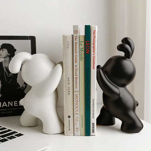 1 pair desk organizer Creative Rabbit Bookend Ceramic Ornament Desktop book holder Cute Gift simple nordic style book organizer