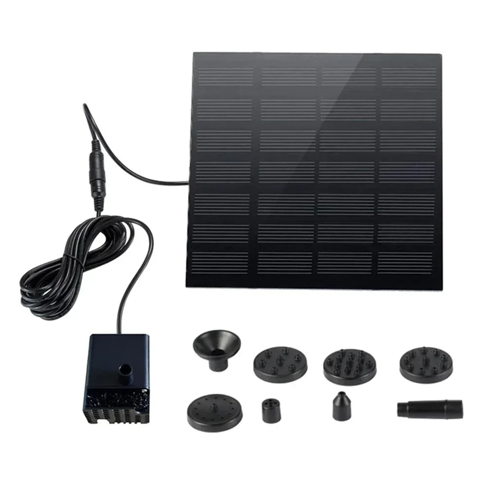 Solar - Powered Water Pump for 11/15.5cm Water Fountains: 8 - Nozzle Outdoor Watering Set