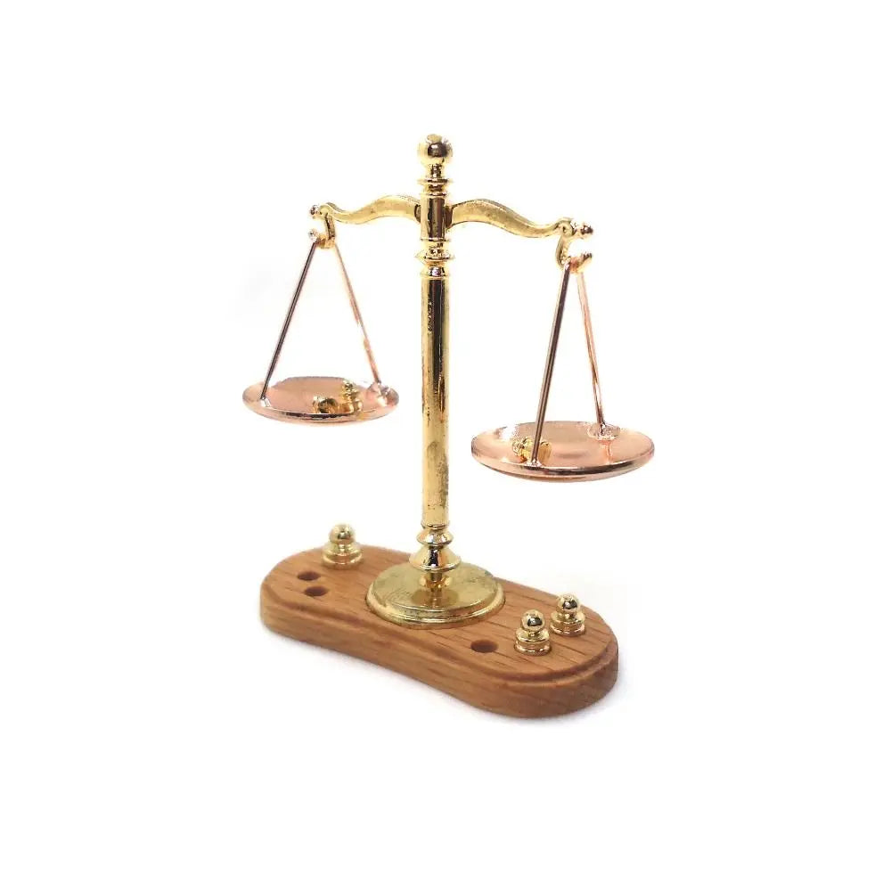 Antique Simulation Balance Scale DIY Craft Mini Balance Model 1/12 Dollhouse Traditional Design Justice Scale Model Kids Gift