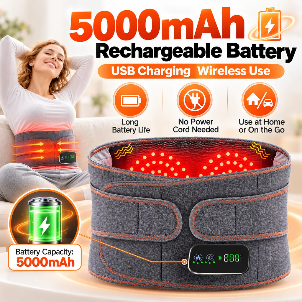 Red Light Heating Massage Waist Belt Rechargeable Lumbar Support