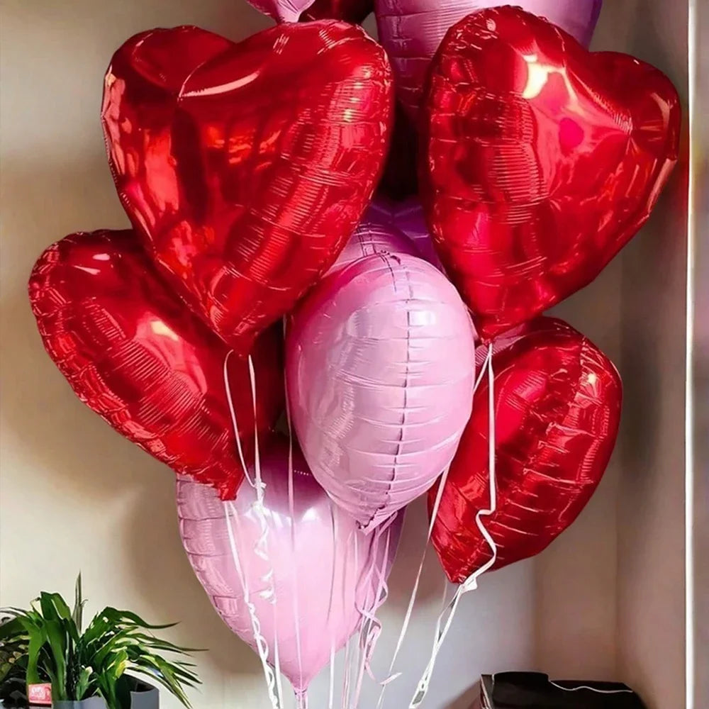 10Pcs 18" Peach Heart Balloon Red Love Balloons For Wedding，Birthday Party， Anniversary, Valentine's Day Decoration Balloons Set