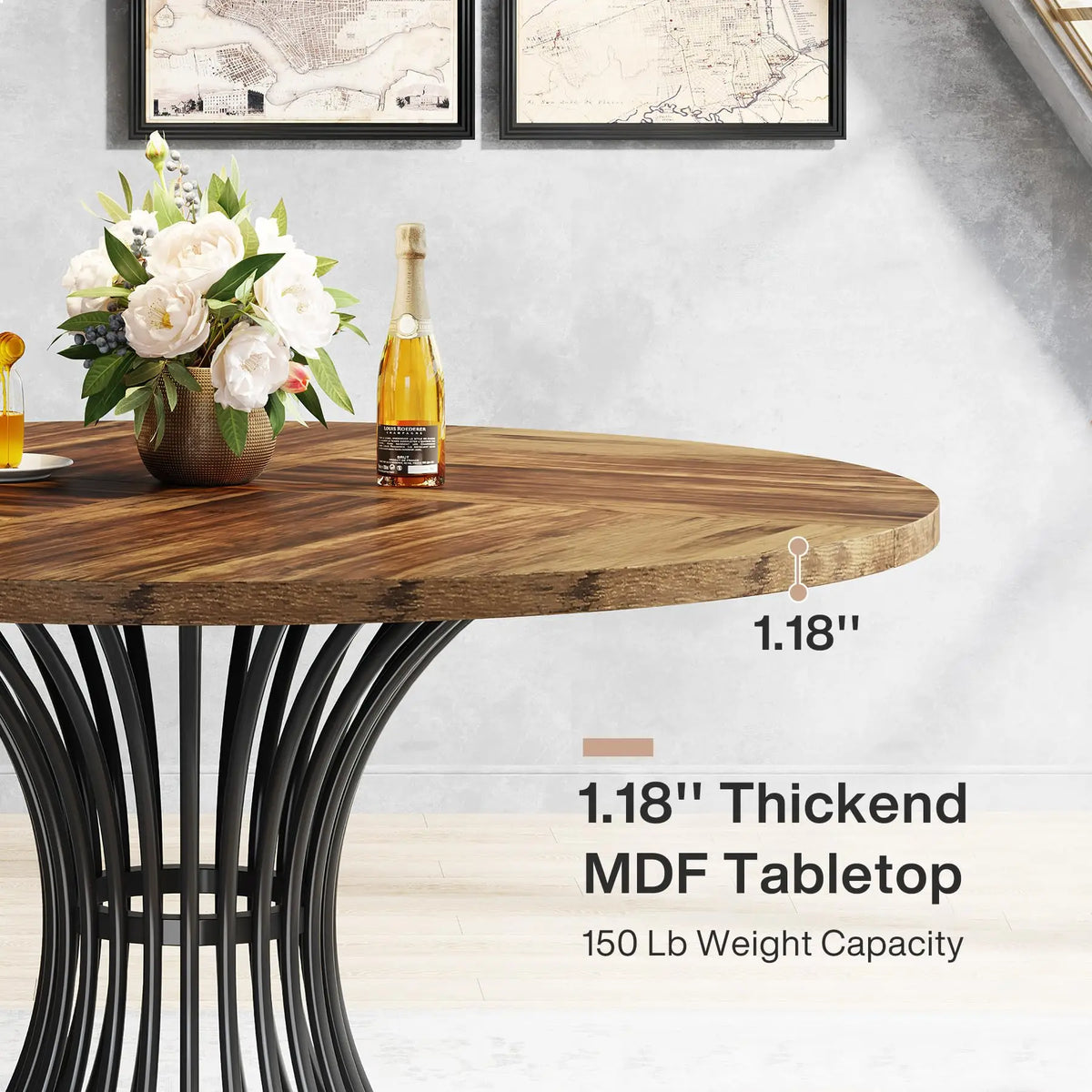 Tribesigns Round Dining Table for 4-6 People