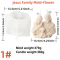 3D Holy Family Statue Silicone Mold Jesus Virgin Mary Baby Family with Three People Candle Resin DIY Tool Religion Home Decor