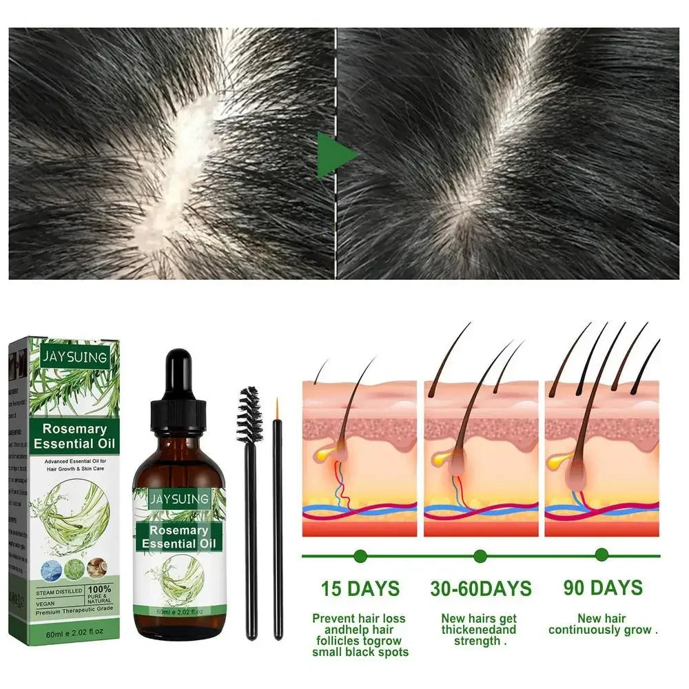 Rosemary Hair Care Oil 2.02 Oz Skin Care Essence Refreshing Essential Oils for Nourish the Scalp Dry Skin Enhanced Hair Shine