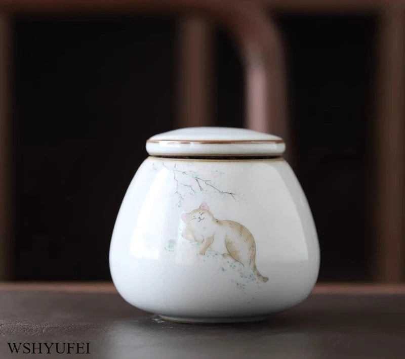 Urns for Ceramics Ashes Sealed Cremation Funeral Keepsake Human Pet Memorial Suitable Home Fireplaces Burial Ash Urn Cat