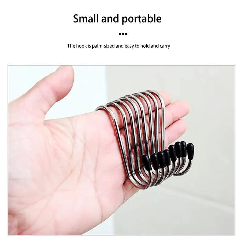 S Shaped Hooks Multifunctional Stainless Steel Hanging Hook Hanger For Kitchen Bar Bathroom Bedroom Storage Tool
