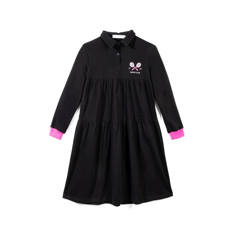 Children  fall winter cotton girl dress boy girl sweatshirt tennis printed dress top & romper family matching clothes