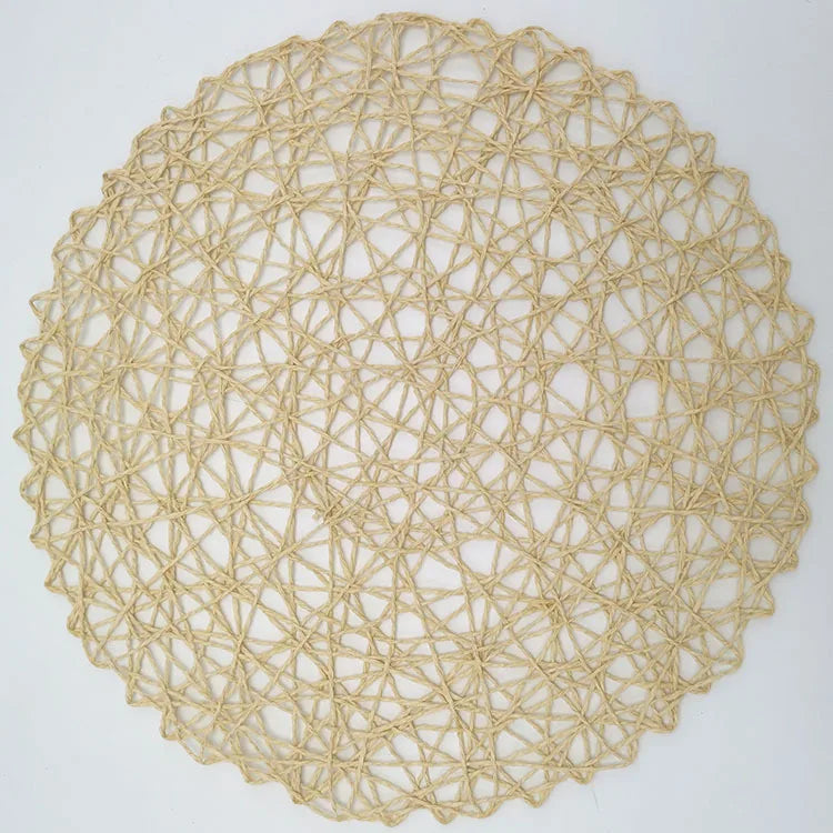 15'' Paper Braided Round Placemats Natural Non-Slip Heat Resistant Table Mats for Dining Tables Woven Indoor & Outdoor Placemats