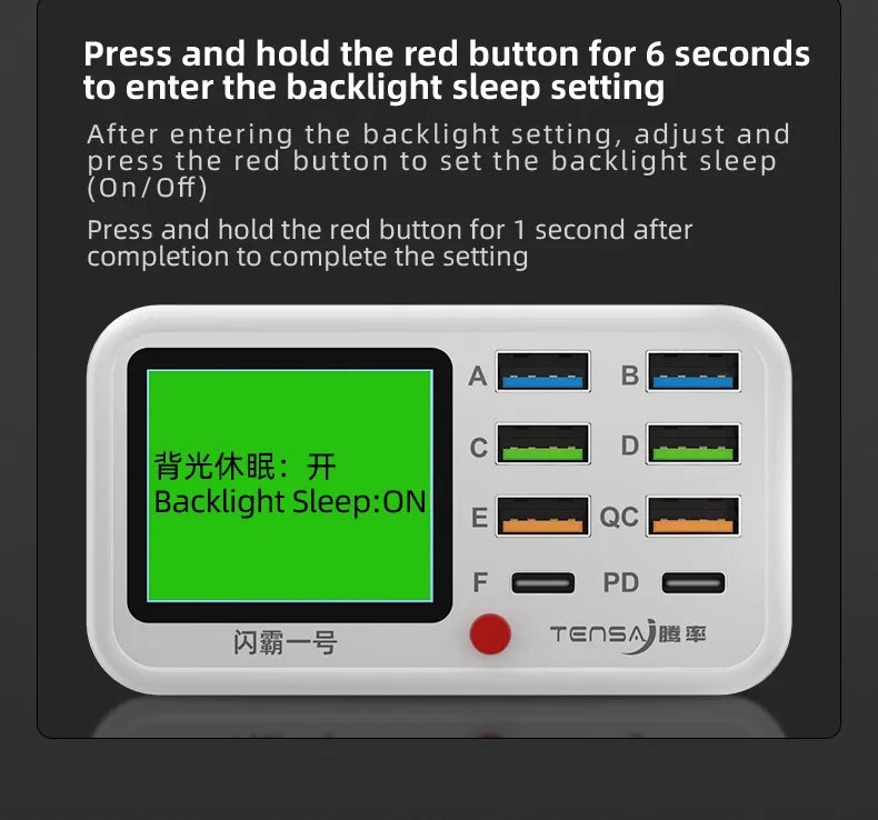 Multi-function Dianba NO.1 Pro 200W 20V 5A PD QC3.0 Fast Wireless Charger 8 Port USB Type C Mobile Phone Charger Desktop Hub