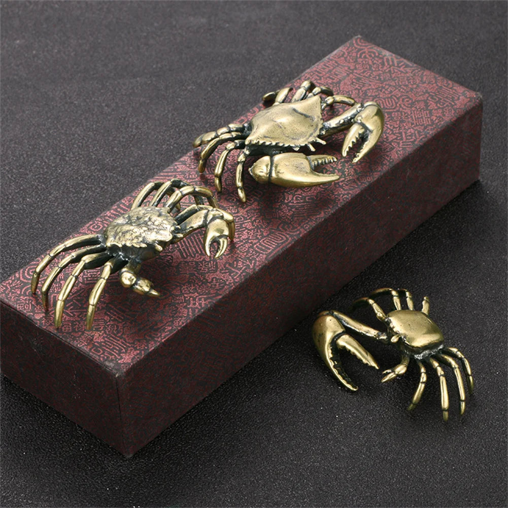 Pure Brass Crab Figurines Mini Animal Statue For Office Desk Living Room Antique Animal Miniature Figurines Home Decor