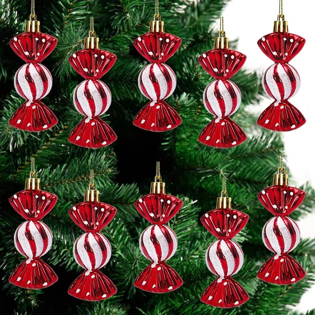 6pcs Christmas Candy Cane Pendant Xmas Tree Hanging Ball Ornaments Christmas Decorations for Home 2026 New Year Gift