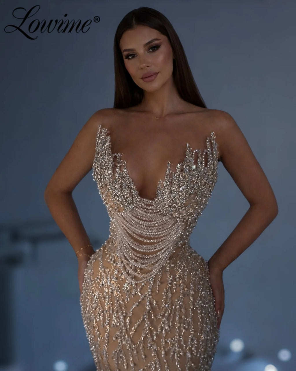 High Fashion 2026 Robes Champagne Evening Dress Tassels Beading Celebrity Dresses Customized Blue Pearls Engagement Party Gowns