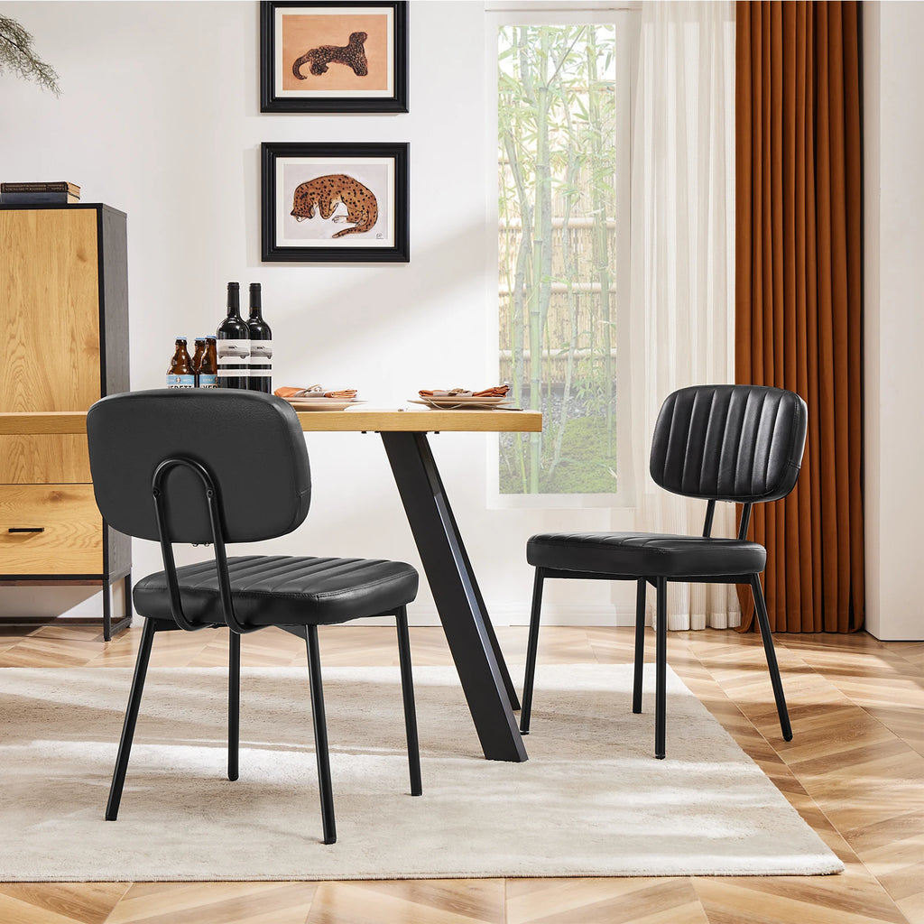 JHK Dining Chairs Set of 2 Ergonomic Lumbar Support PU Leather