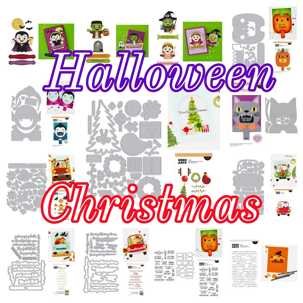 August Halloween Autumn Christmas Metal Cutting Dies Clear Stamps