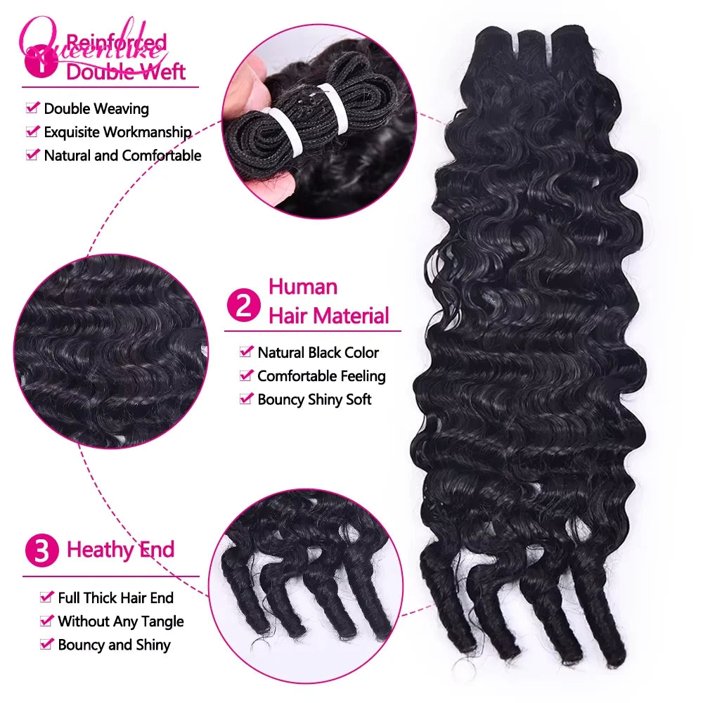 Queenlike Burmese Curly Raw Human Hair Bundles 15A Double