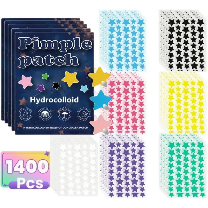 1400PCS New High-end Pimple Patch Acne Patches Set Colorful Star Shaped Acne Treatment Stickers Acne Dots Cover  For Skin Care