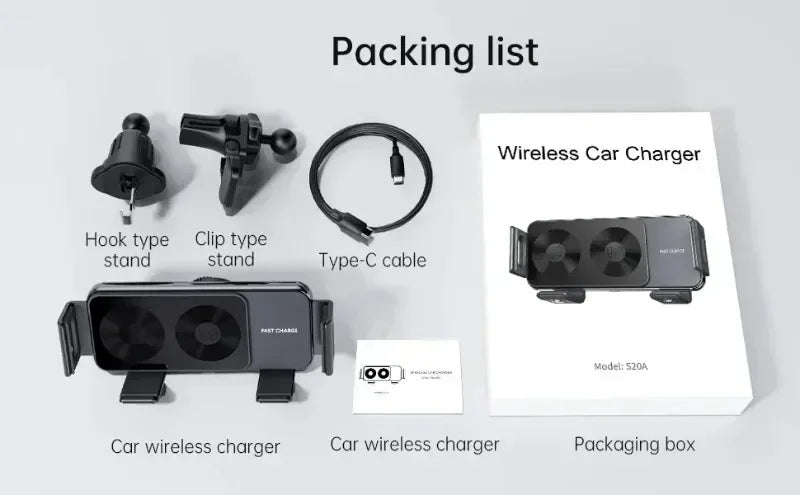 Car Wireless Charger Stand Fold Screen Fast Charging For Samsung Galaxy Z Fold 6 5 4 S24 Ultra iPhone 16 15 14 Pro Phone Holder