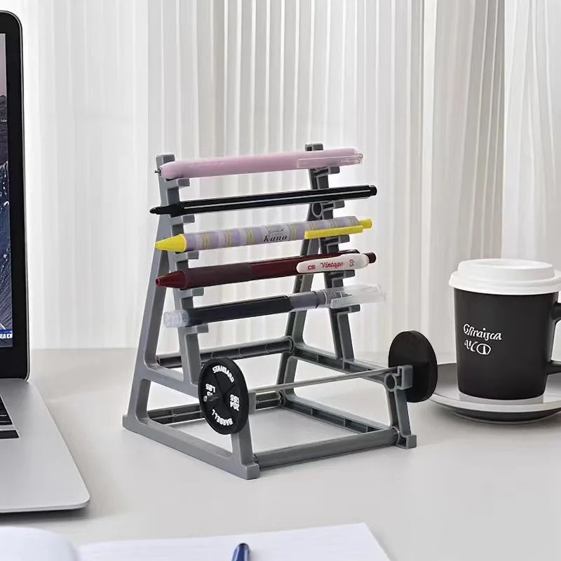 Metal Barbell Pen Holder Multipurpose Fitness Desk Organizer for Glasses Stationery Gym Home Office Decor Storage Accessory