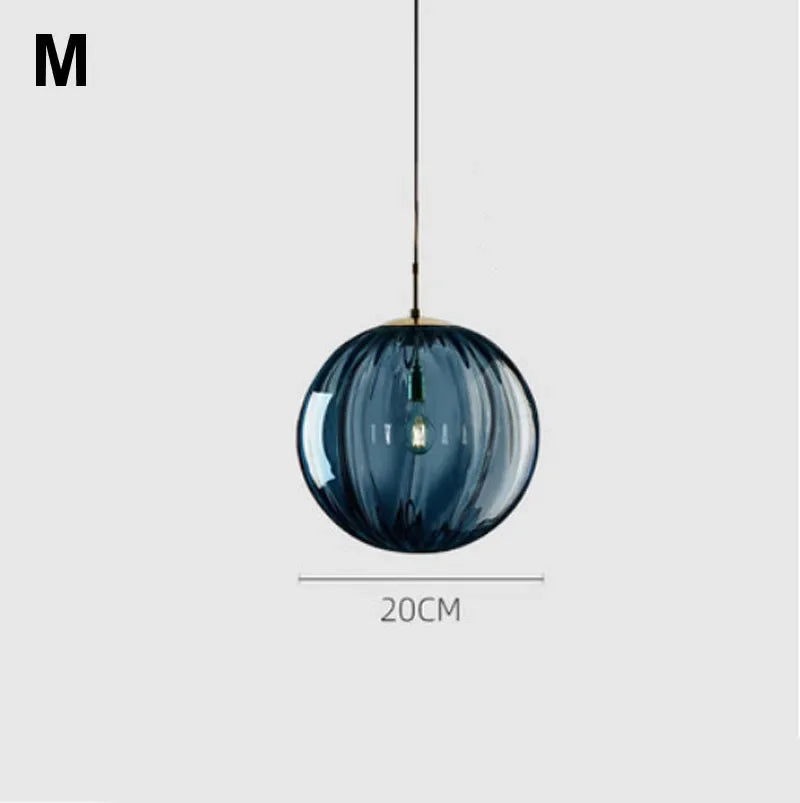 Modern Colored Glass Ball Lustre Pendant Lights Nordic Water Grain Restaurant Kitchen Hanging Light Fixture Bedroom Bedside Lamp