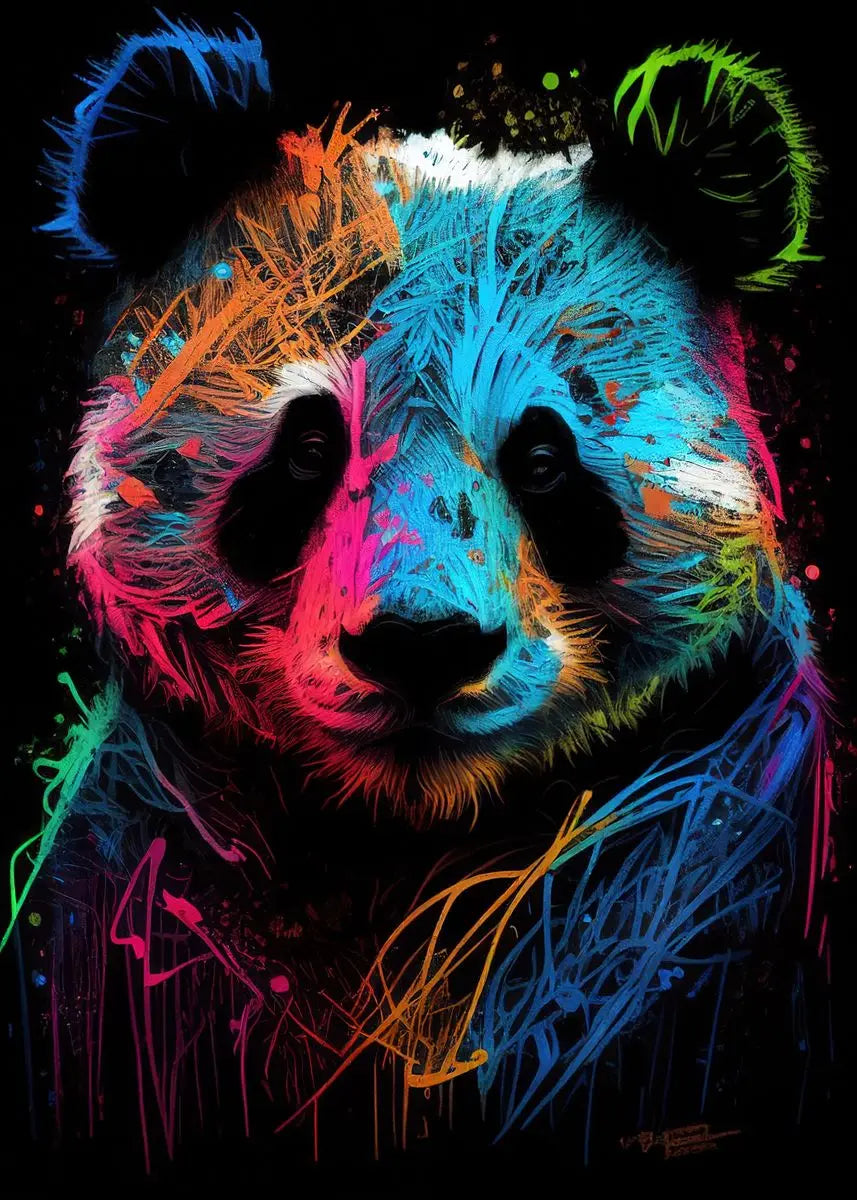 Cute Panda Blowing Bubbles Poster Graffiti Animals Art Print Canvas Painting Wall Pictures Living Room Room Home Decor Gift