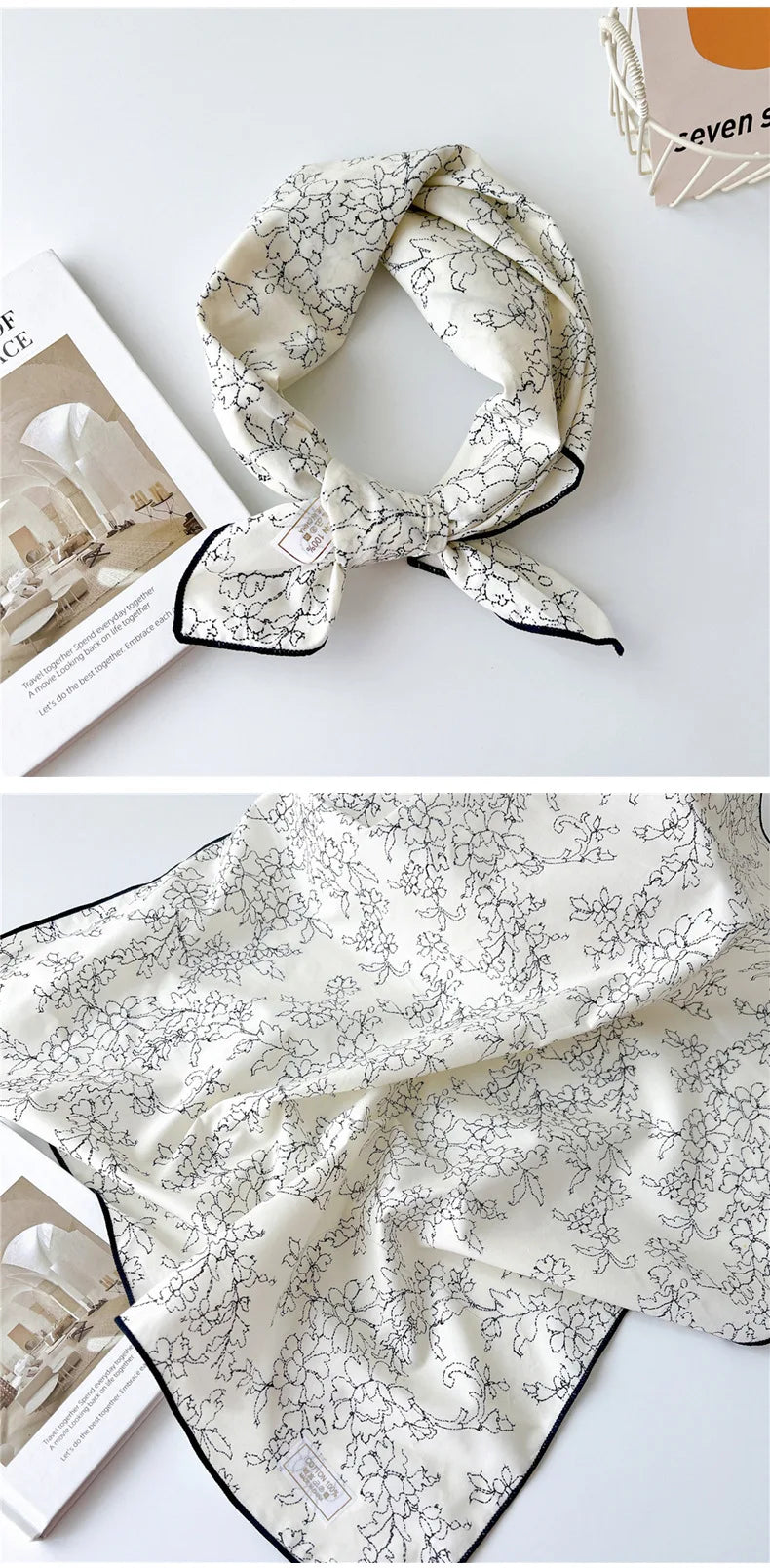 60cm Flower Print Cotton Bandanas Square Scarf Women Girls Headband Accessories Handkerchief Neckerchief Hairscarf Hairscarf