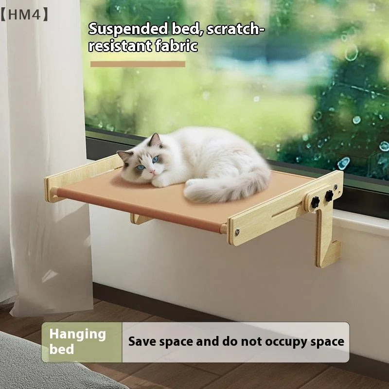 〔HM4〕Wood Cat Bed Space Capsule Cat House Cat Hammock Cat Window Bed Space Capsule Non Perforated Suspension Hammock Bed