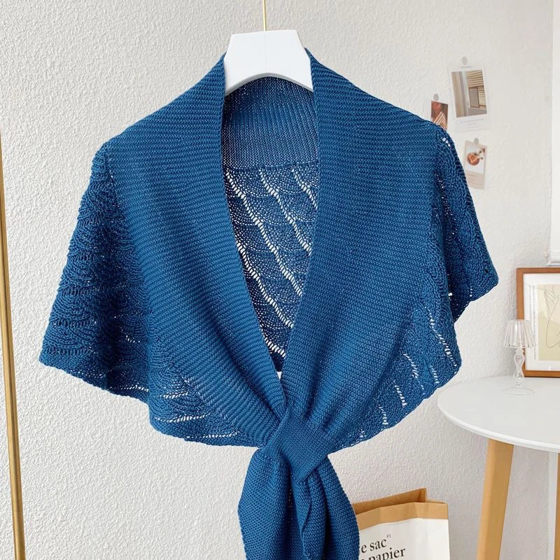 Winter Warmer Solid Color Blouse Cover Shoulder Korean Cape Fake Collars Knotted Scarf Thick Muffler Women Knitted Shawl Scarf