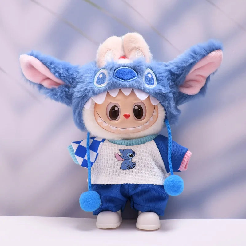 Kawaii Stitch Doll Clothes 15-17Cm Plush Doll Clothes Hat Set Doll Replacement Cartoon Doll Accessories Pet Clothes
