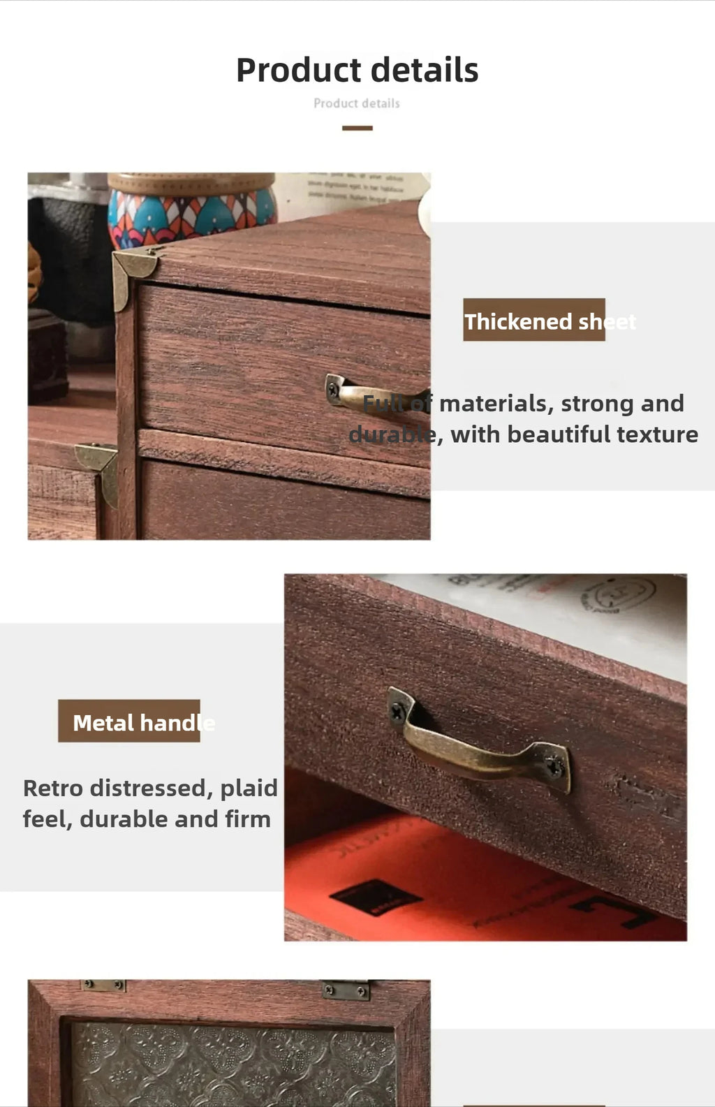 Multifunctional Wooden Desk Organizer with Drawers Desktop Storage Box for Home and Office Elegant Storage Solution for Sundries