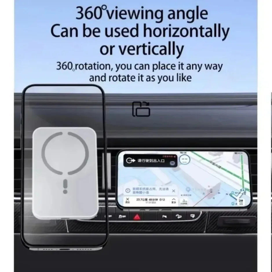 XIKCU 15W Magnetic Car Wireless Charger Sucker Car Fast Charging For Magsafe iPhone 16-12 Pro Max Air Vent Phone Holder Stand