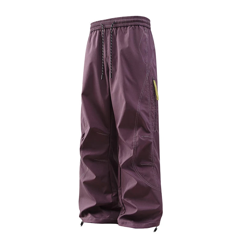 Men's Y2K Parachute Pants Streetwear Contrast Stitch Wide Leg