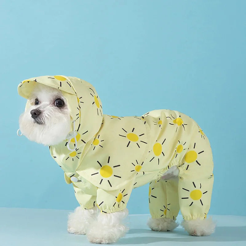 Waterproof Pet Hooded Rain Poncho Pet Puppy Dog Raincoat Colourful Sun Poncho Model Outdoor Walking Dog Rainy Shenqi