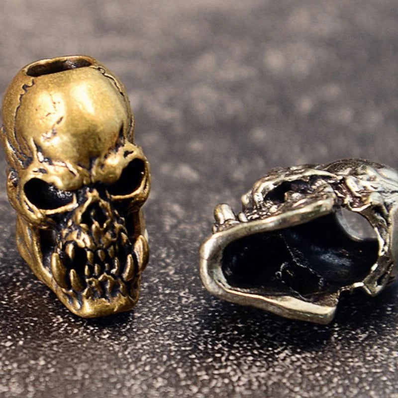 2Pcs Skull Head Brass Knife Bead Punk EDC Outdoor DIY Paracord Woven Lanyard Pendant Retro Accessories108