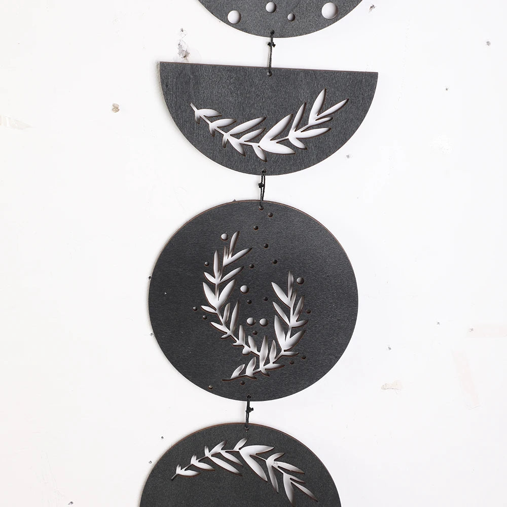 Wooden Moon Phase Garland Wall Decor Ramadan Decoration Boho Home Decor Bedroom Living Room Nursery Ornament Decor Craft Gift
