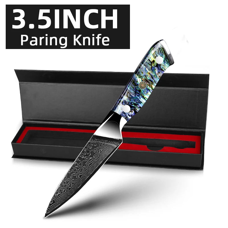 Damascus Knife Chef Knife Japanes VG10 67 Layer Steel Cleaver Paring Bread Knife Lasting Sharp Abalone Shell Handle Kitchen Gift