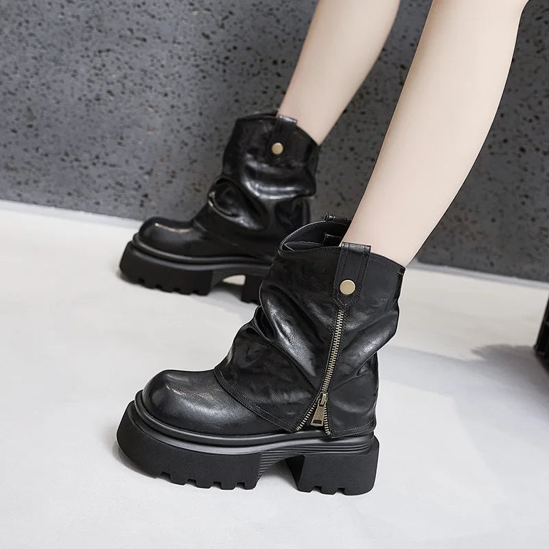 Winter Gothic Style Chunky Boots High Platform Women Ankle Boots
