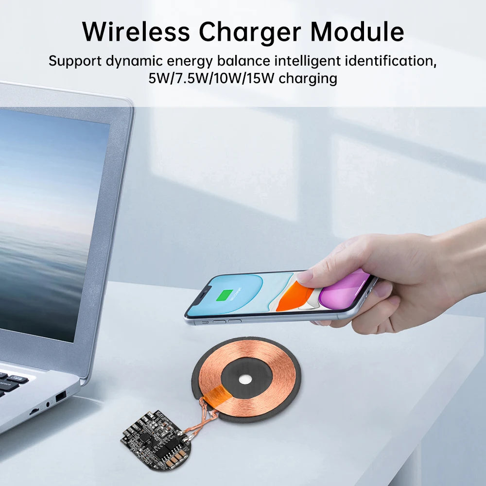 15W High Power Wireless Charger Module Wireless Charger Transmitter Module PCBA Board Coil Support Magnetic Pop-up Window