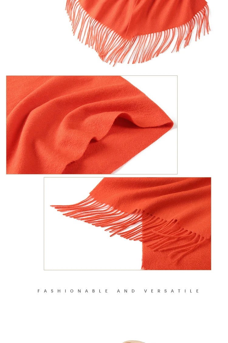 LONGMING 100% Merino Wool Knitted Shawl New Women Autumn Fashion Classic Plaid Solid Scarf Winter Warm Knottable Muffler for Man