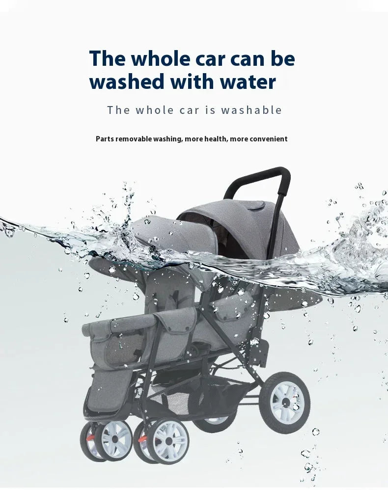Twin Strollers Kids Two Seats Strollers Foldable Carriage Double