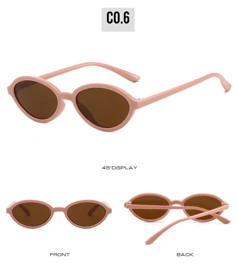 JNPCXI Fashion Small Oval Sunglasses Women Retro Punk Gradient Green Black Shades UV400