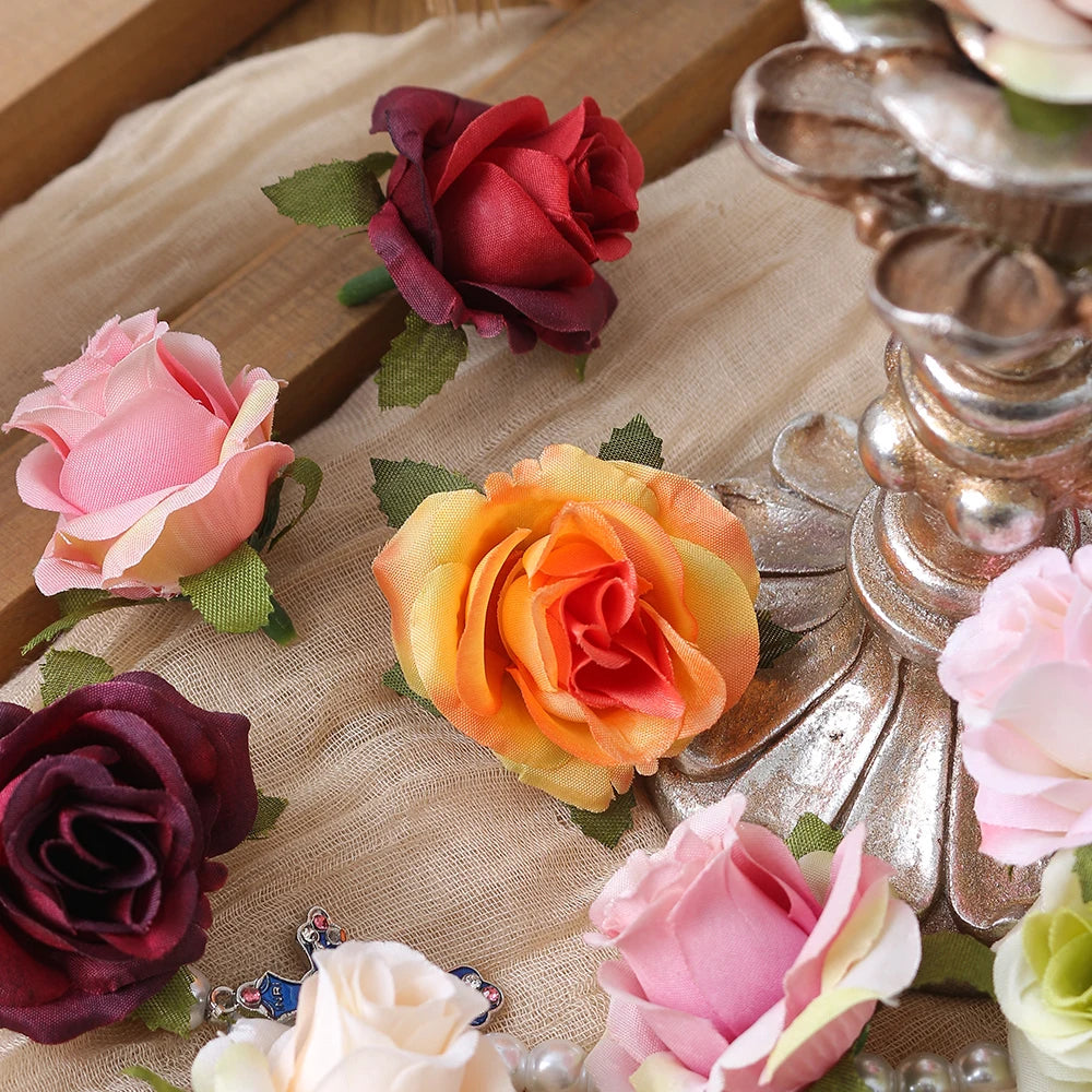 10/20PCS Artificial Flowers DIY Candy Box Cake Home Decor Christmas Decorative Wreaths Wedding Party Garden Roses Arch Silk Fake
