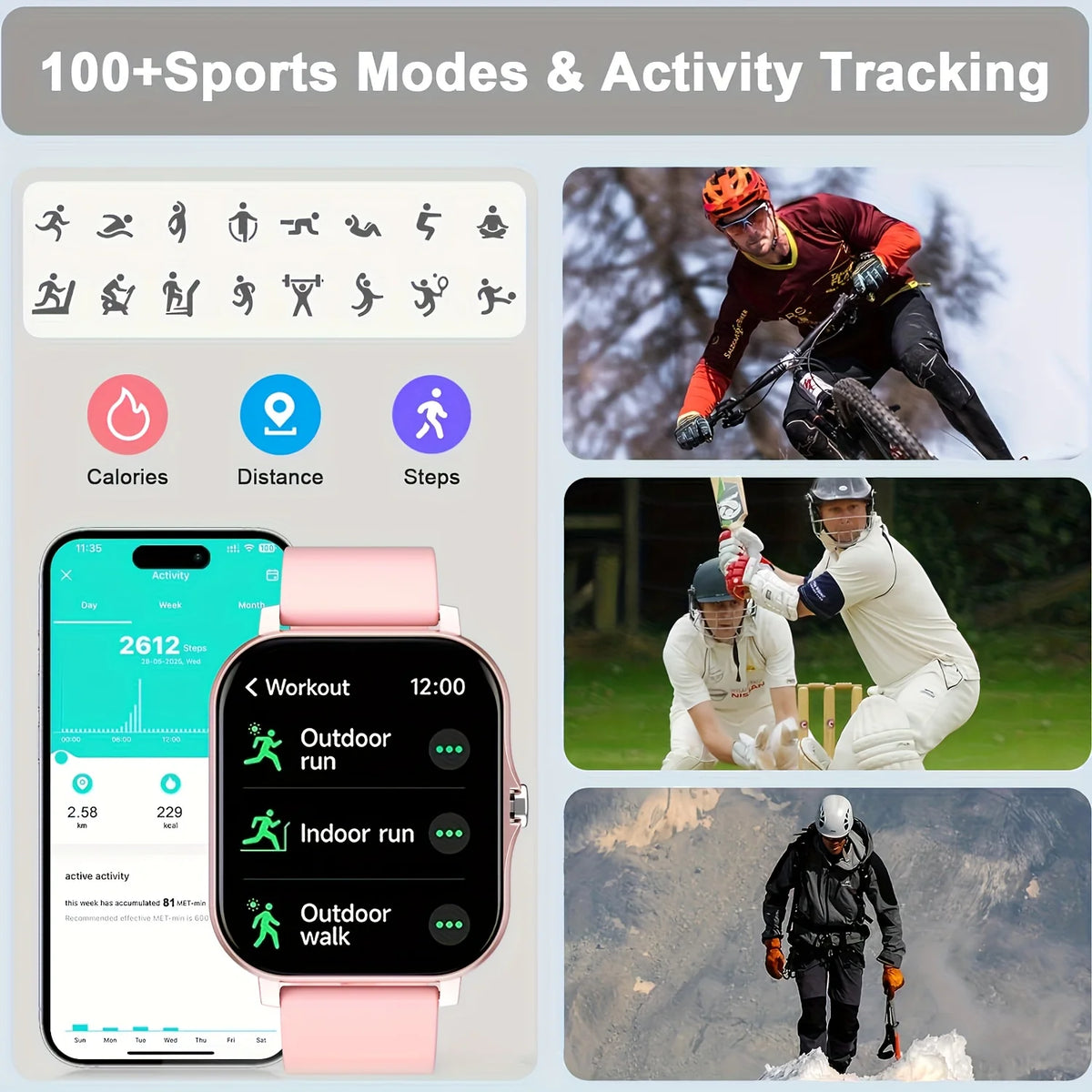 Latest Upgraded Fashion Design 1.83-inch Full-Screen Touchscreen Sports Smartwatch