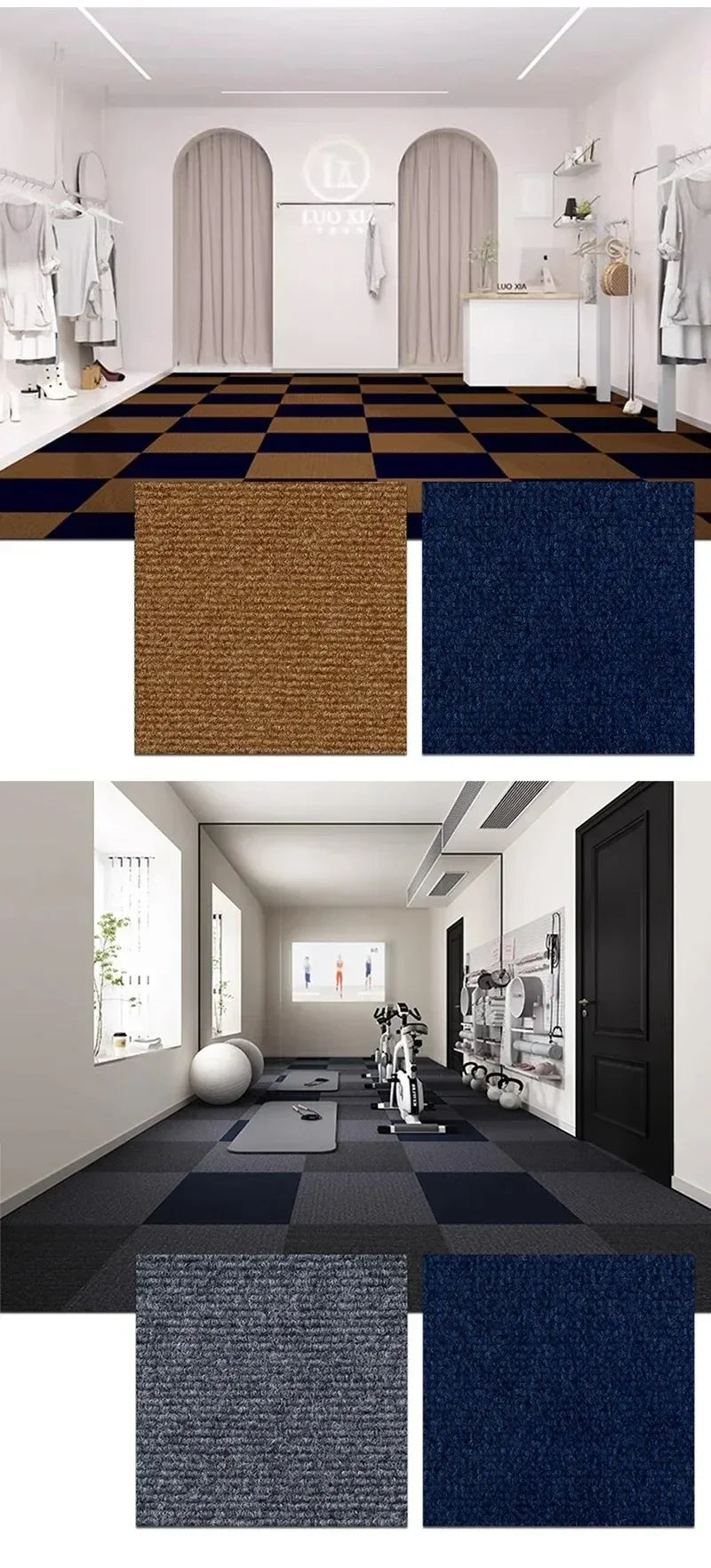 Self Adhesive Carpet Floor Tiles Sticker Square Rugs Peel and Stick Mat DIY Flooring for Kitchen Dining Room Bedroom Home Decor