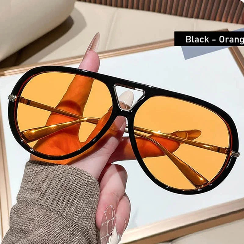 QVQV Oversized Trendy Leopard Green Sunglasses Women Summer Fashion Thick Frame Pilot Sun Glasses Luxury Brand Outdoor Shades