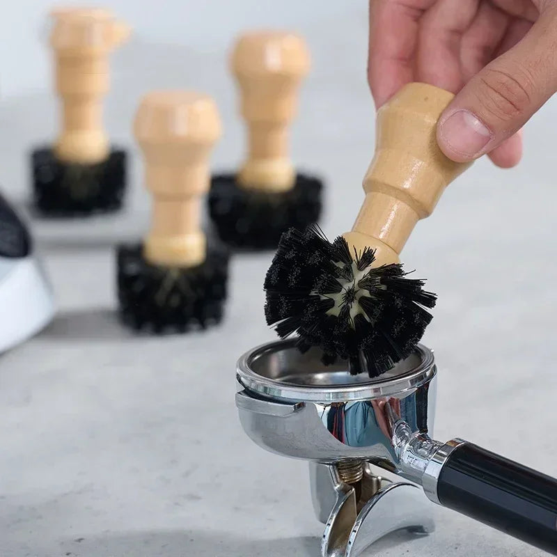 Portafilter Cleaning Brush Barista Espresso Coffee Tamper Cleaning Brush 51mm 54mm 58mm Tool with Wooden Handle Barista