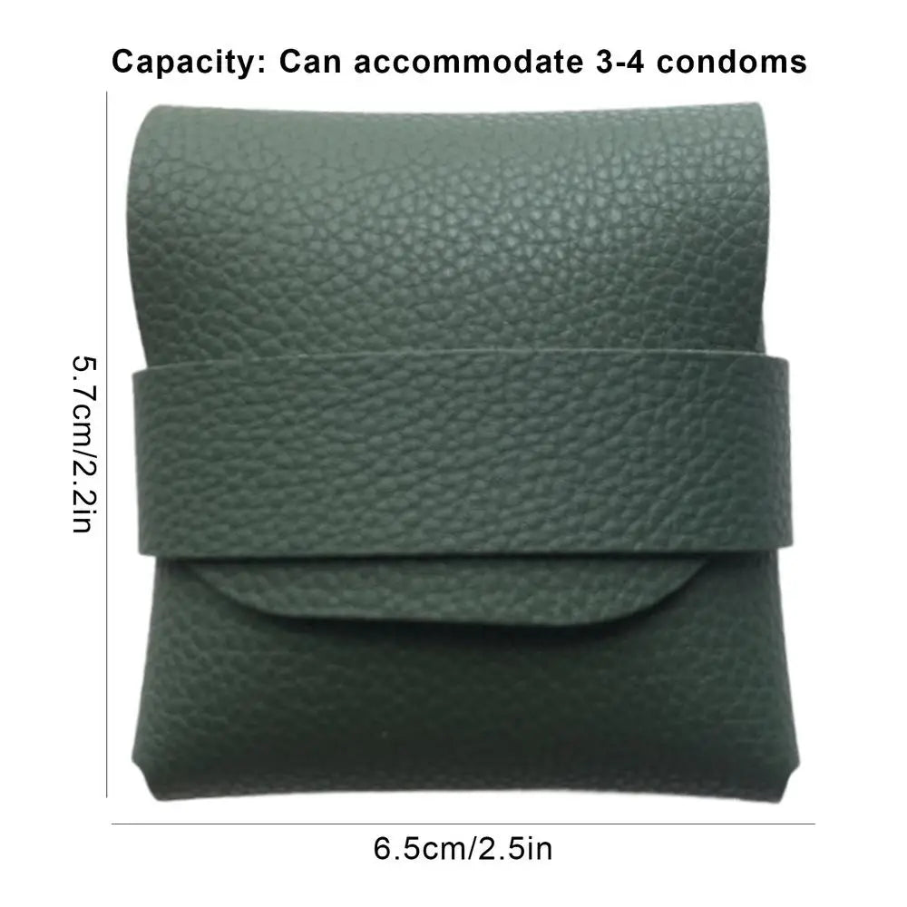 Condom Holder Elegant PU Leather Small Purse Discreet Pocket/Purse/Travel Carrying Case Securely Holds And Protects 3-4 Condoms