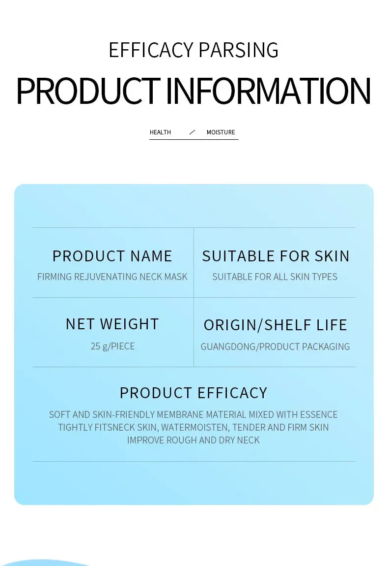 SADOER Hyaluronic Acid Neck Mask Collagen Firming Neck Masks Nourishing Brightening Beauty Moisturizing Necks Skin Care