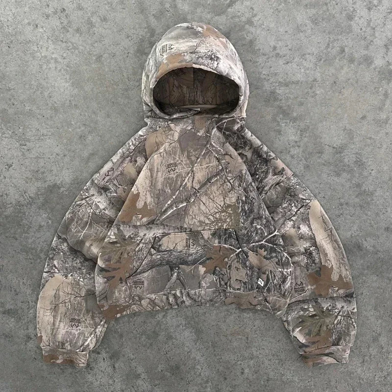 Streetwear Zip Hoodie Y2K Clothes Men Women Harajuku Gothic Retro Camo Graphic Oversized Hoodie Sweatshirt Fashion Casual Tops