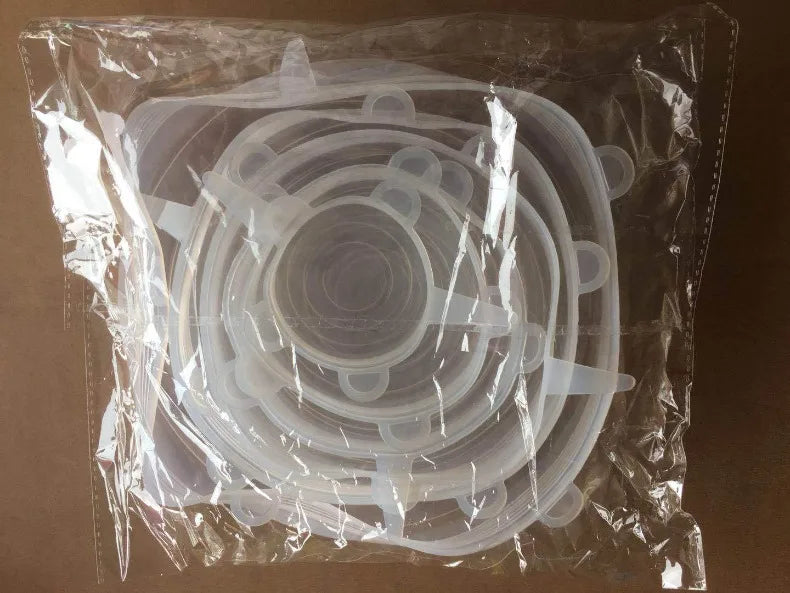 6pcs/set Food Grade Silicone Preservation Cover Reusable Airtight Food Universal Dish Stretch Round Lids For Kitchen Accessories